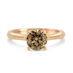 Fancy Yellow Brown Diamond Rose Gold Solitaire Ring