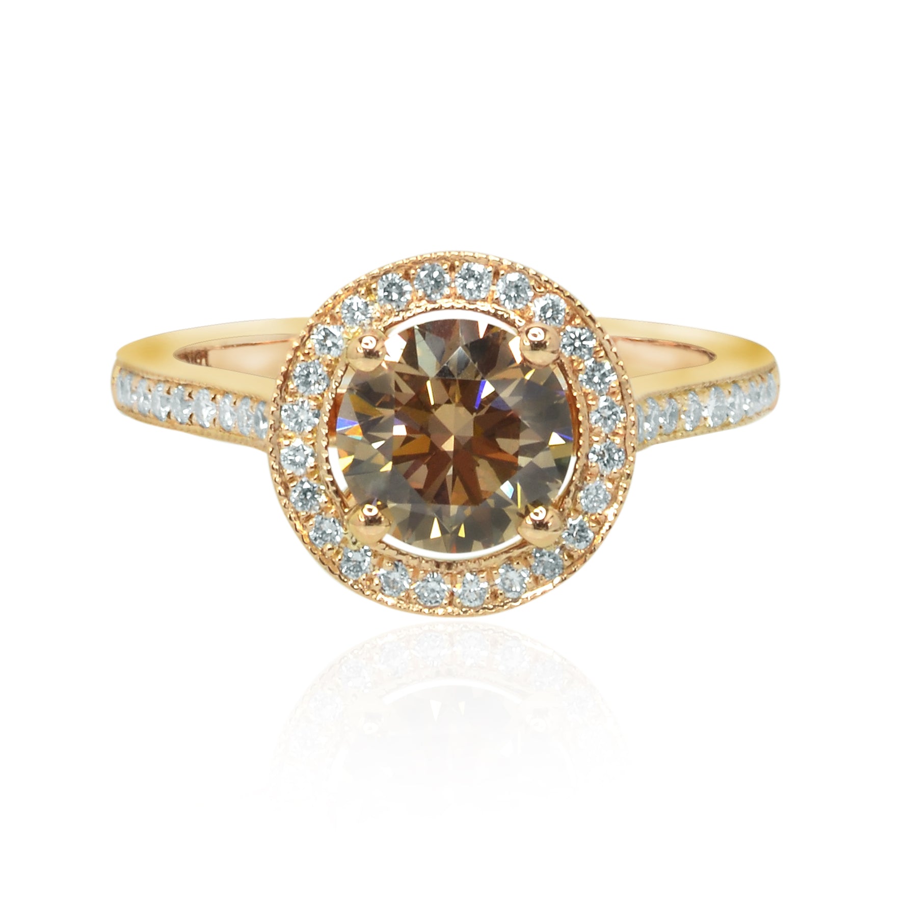 Fancy Brown Diamond Halo Ring 