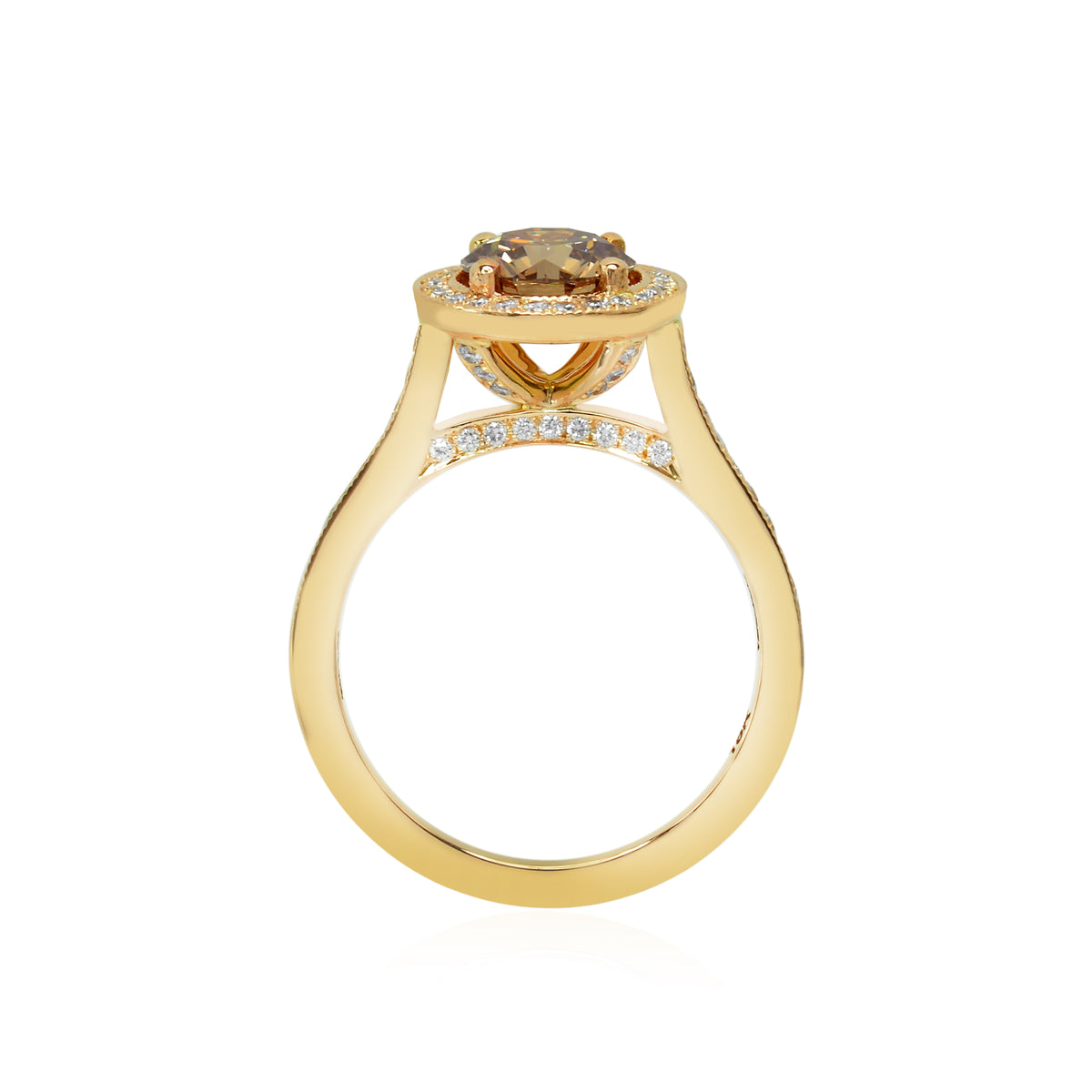 Fancy Brown Diamond Halo Ring 
