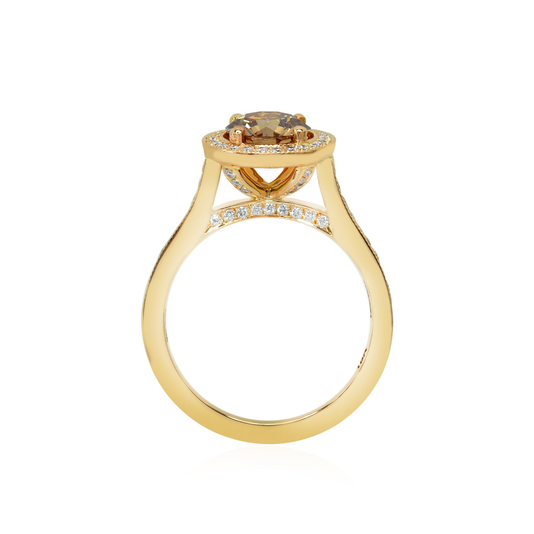 Fancy Brown Diamond Halo Ring 