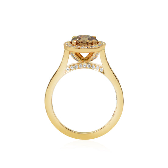 Fancy Brown Diamond Halo Ring 