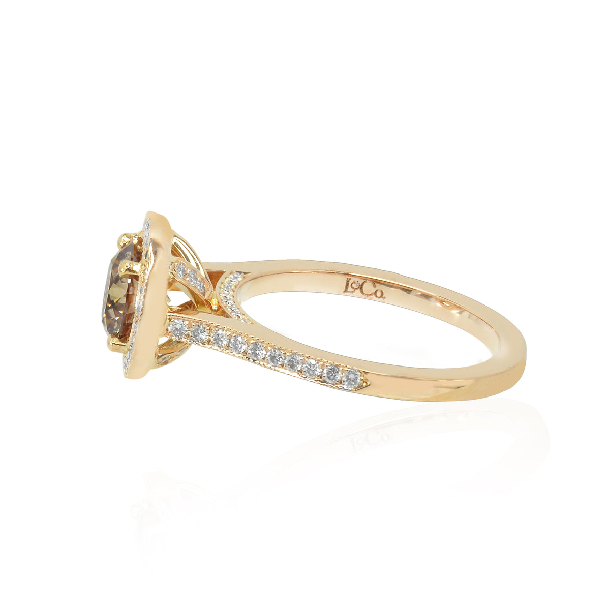 Fancy Brown Diamond Halo Ring 