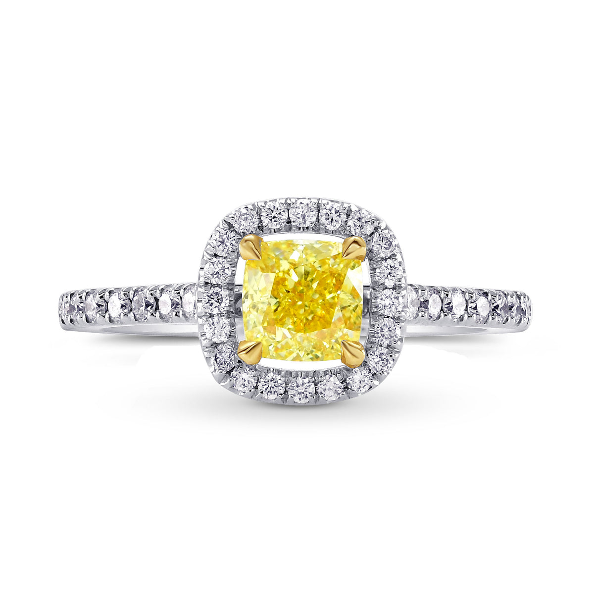 Fancy Yellow Cushion Diamond Halo Ring