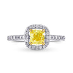 Fancy Yellow Cushion Diamond Halo Ring