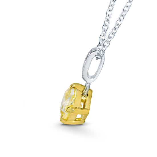 Fancy Yellow Cushion Diamond Drop Pendant