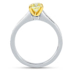 Fancy Yellow Cushion Diamond Pave Milgrain Ring