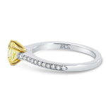 Fancy Yellow Cushion Diamond Pave Milgrain Ring