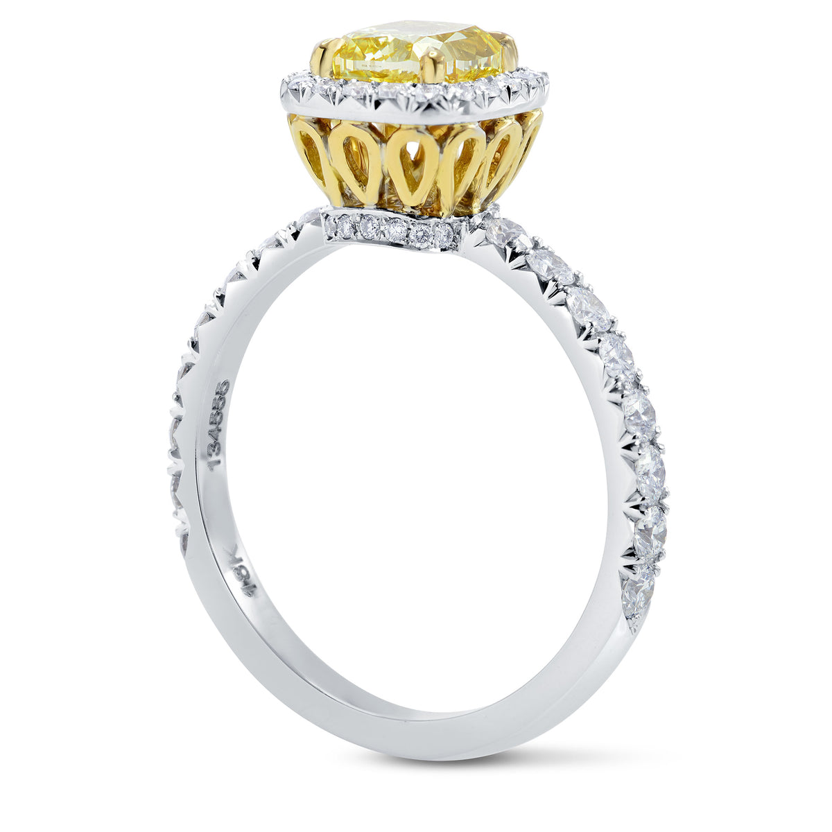 Fancy Yellow Cushion Diamond Halo Ring