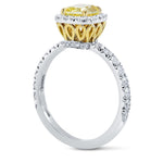 Fancy Yellow Cushion Diamond Halo Ring
