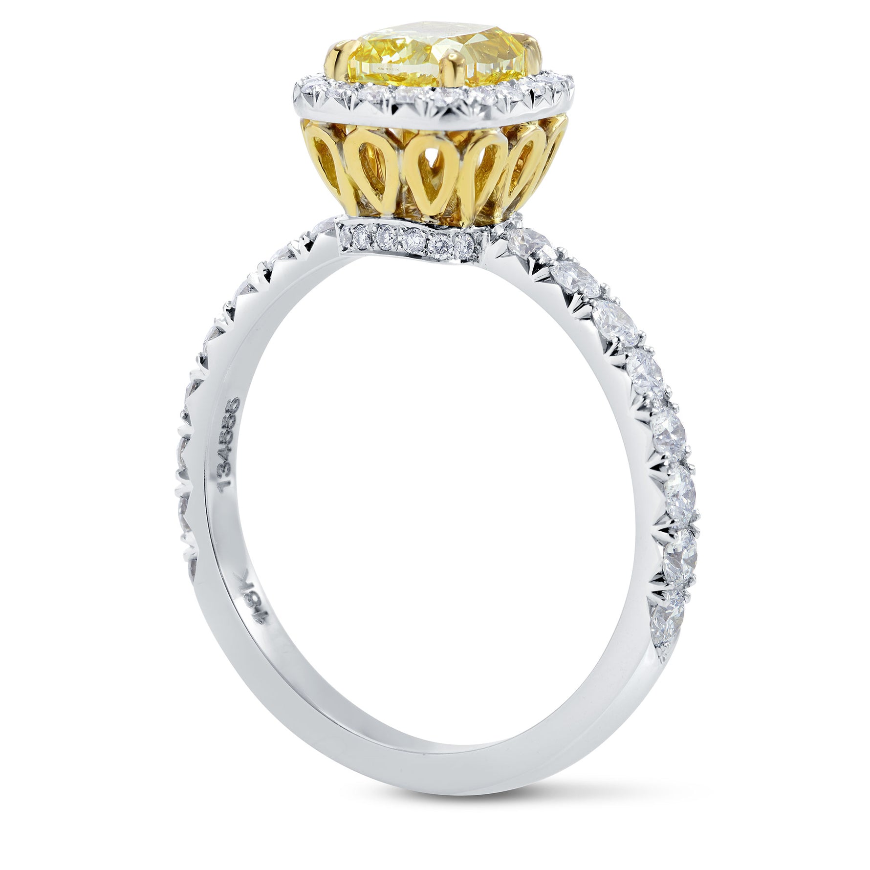 Fancy Yellow Cushion Diamond Halo Ring