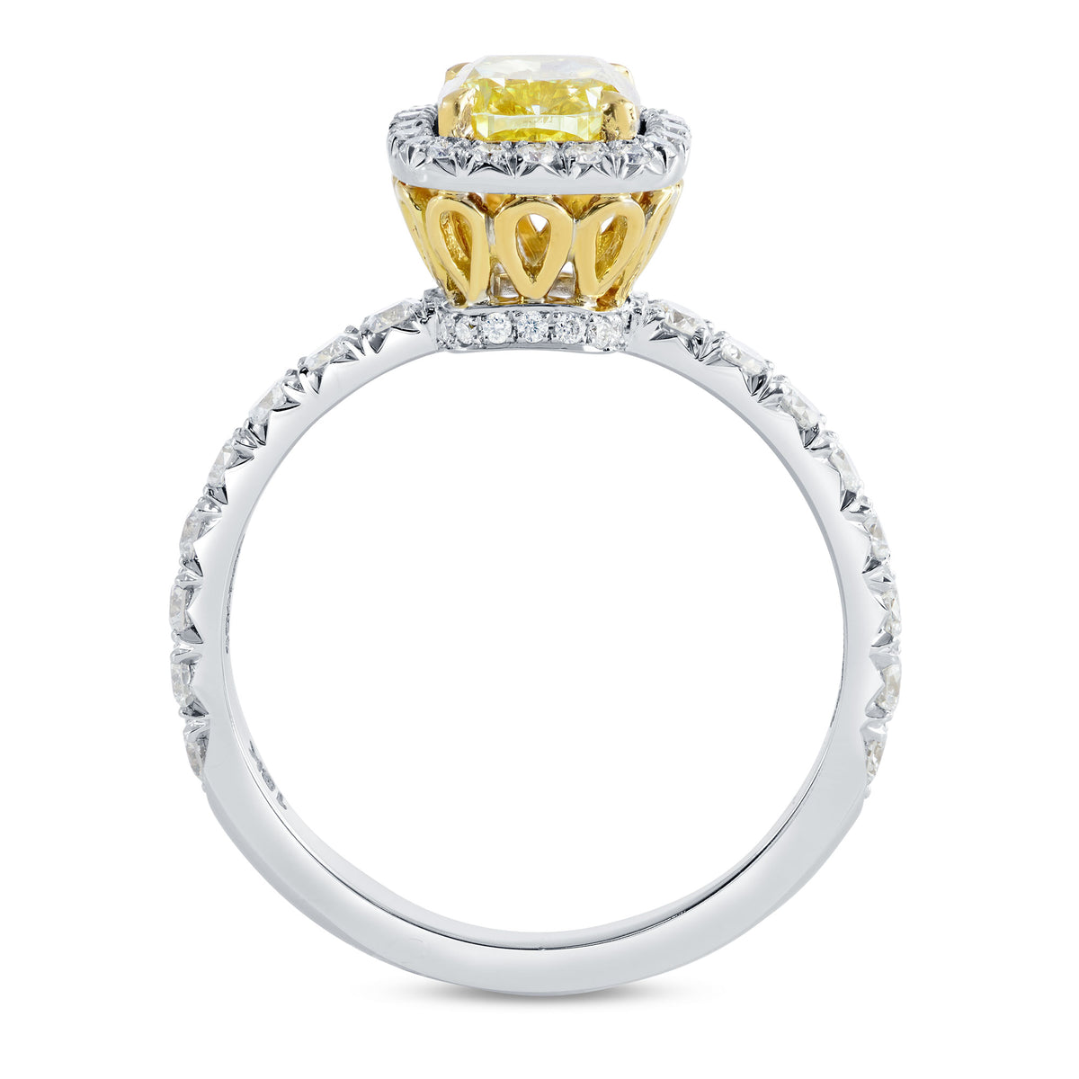 Fancy Yellow Cushion Diamond Halo Ring