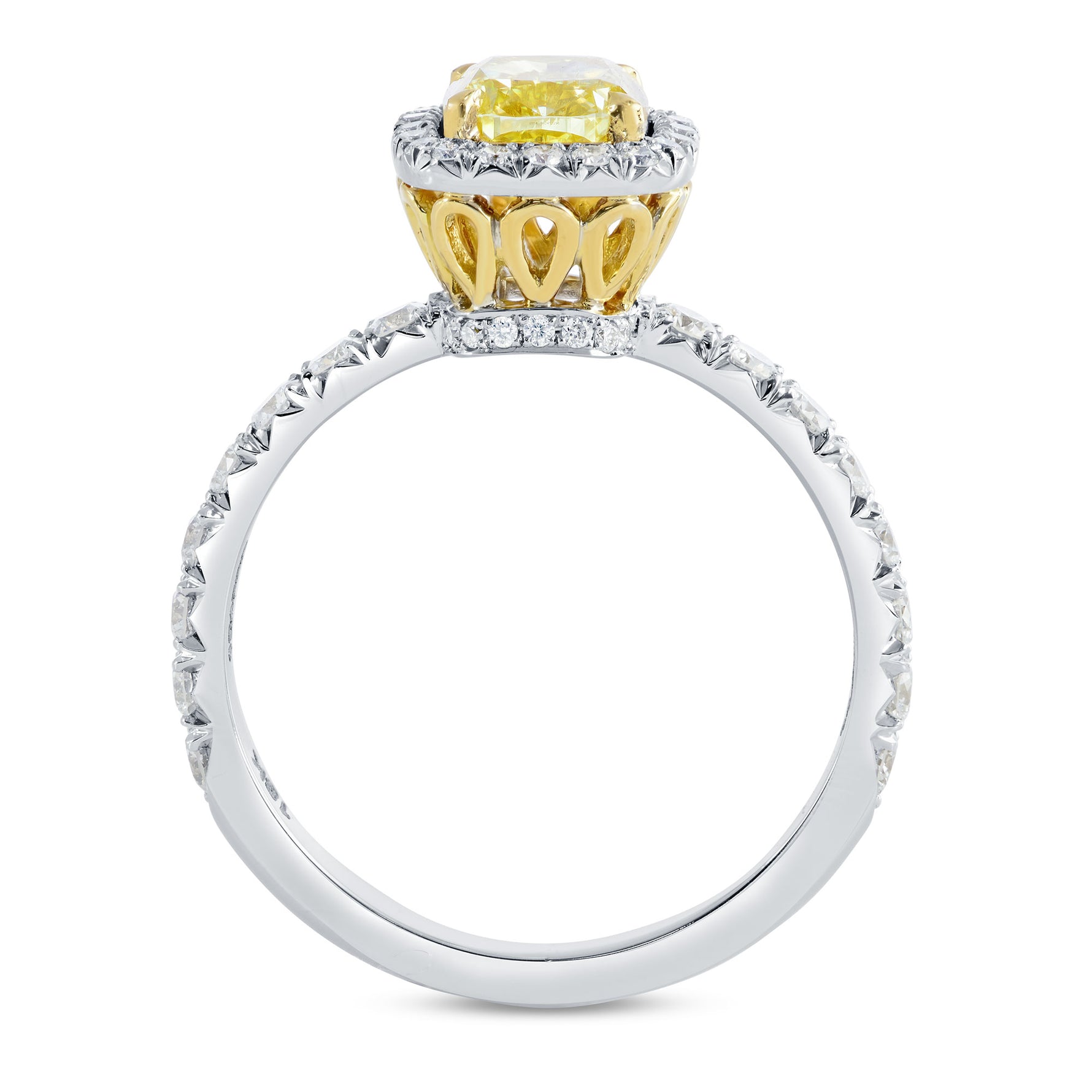 Fancy Yellow Cushion Diamond Halo Ring