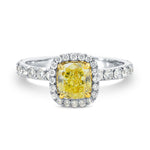 Fancy Yellow Cushion Diamond Halo Ring