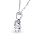  White and Fancy Intense Yellow Diamond Milgrain Halo Pendant