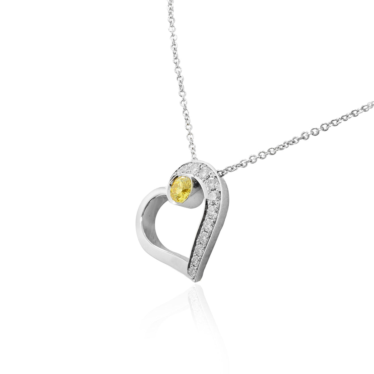  Fancy Intense Yellow and White Diamond Heart Pendant