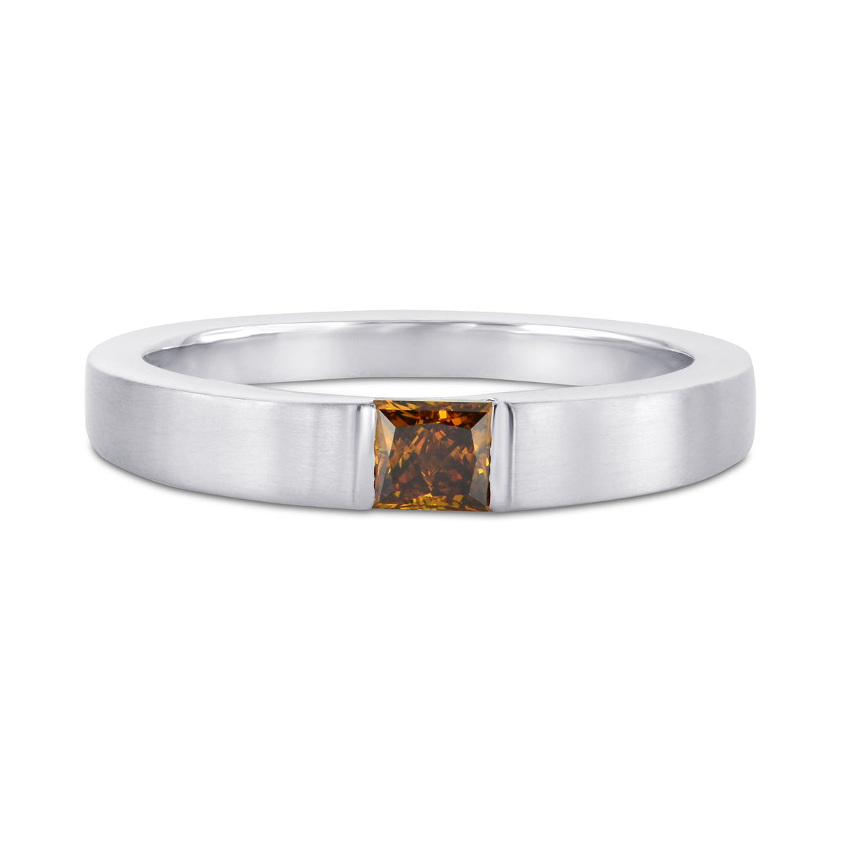 Fancy Deep Brown Orange Diamond Band Ring