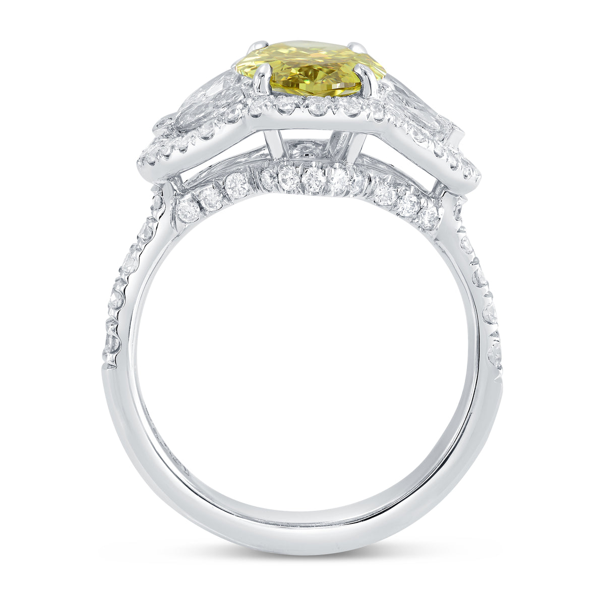 Fancy Dark Brownish Greenish Yellow Diamond Halo Ring