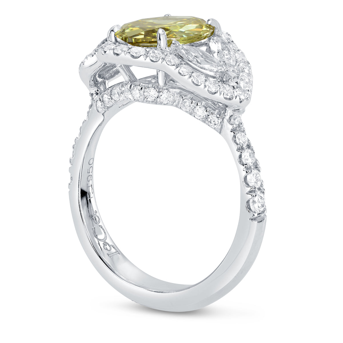 Fancy Dark Brownish Greenish Yellow Diamond Halo Ring