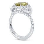 Fancy Dark Brownish Greenish Yellow Diamond Halo Ring