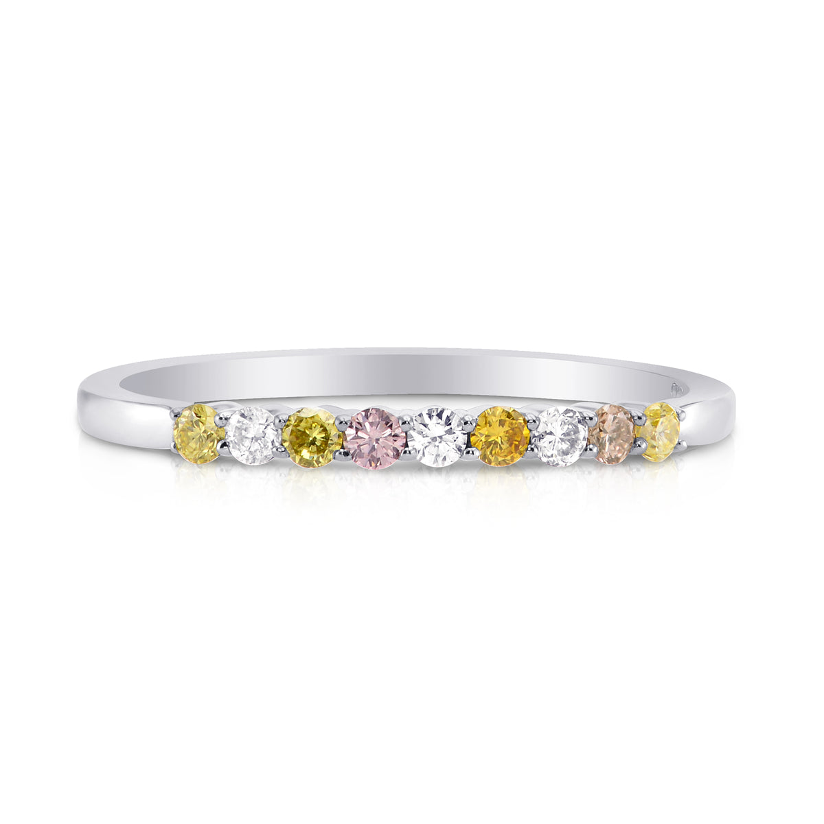  9 Stone Multicolored Diamond Stackable Band Ring