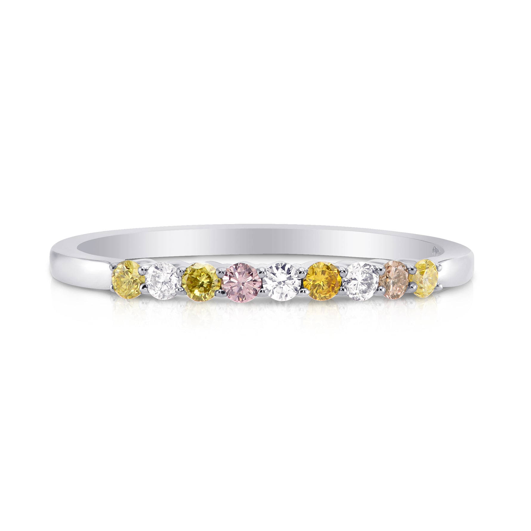  9 Stone Multicolored Diamond Stackable Band Ring