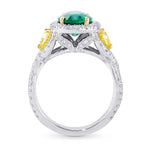 Emerald Oval and Yellow Heart Diamond Designer Ring