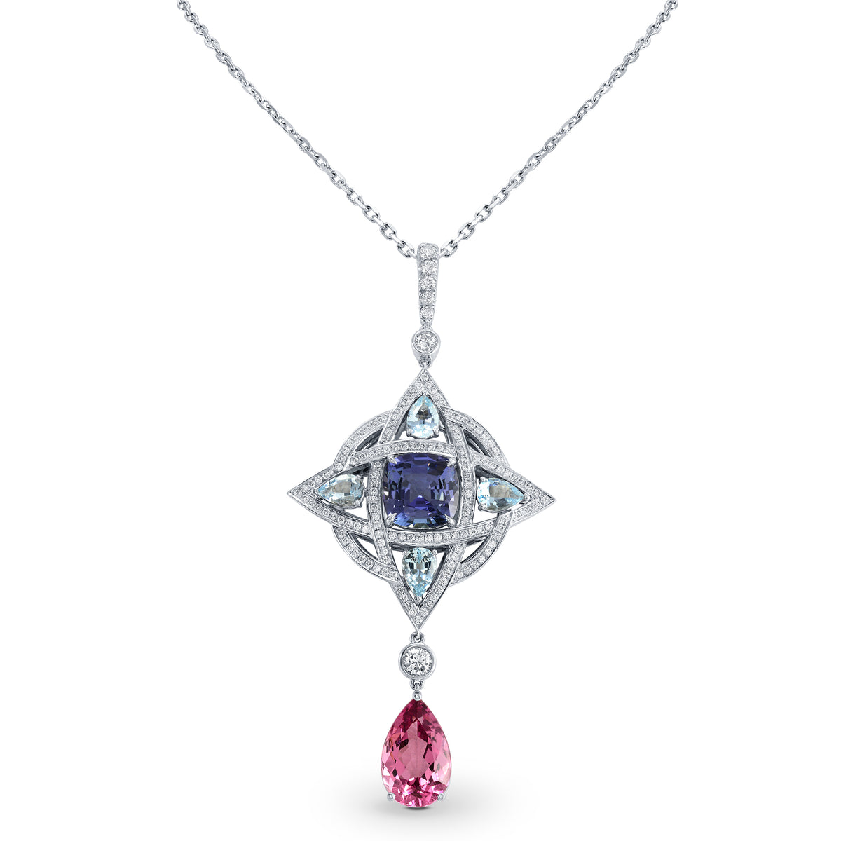 Celtic Knot Tanzanite and  Aquamarine  Pendant
