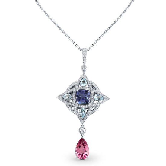 Celtic Knot Tanzanite and  Aquamarine  Pendant