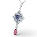 Celtic Knot Tanzanite and  Aquamarine  Pendant