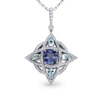 Celtic Knot Tanzanite and  Aquamarine  Pendant