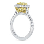 Fancy Intense Yellow Cushion Diamond Halo Ring