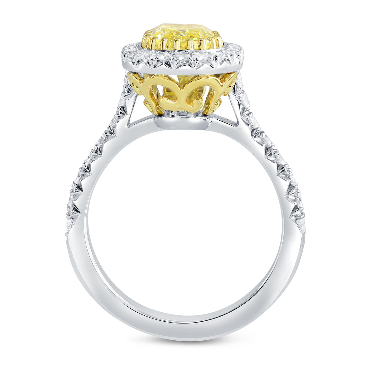 Fancy Intense Yellow Cushion Diamond Halo Ring