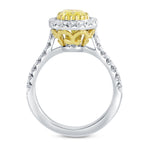 Fancy Intense Yellow Cushion Diamond Halo Ring
