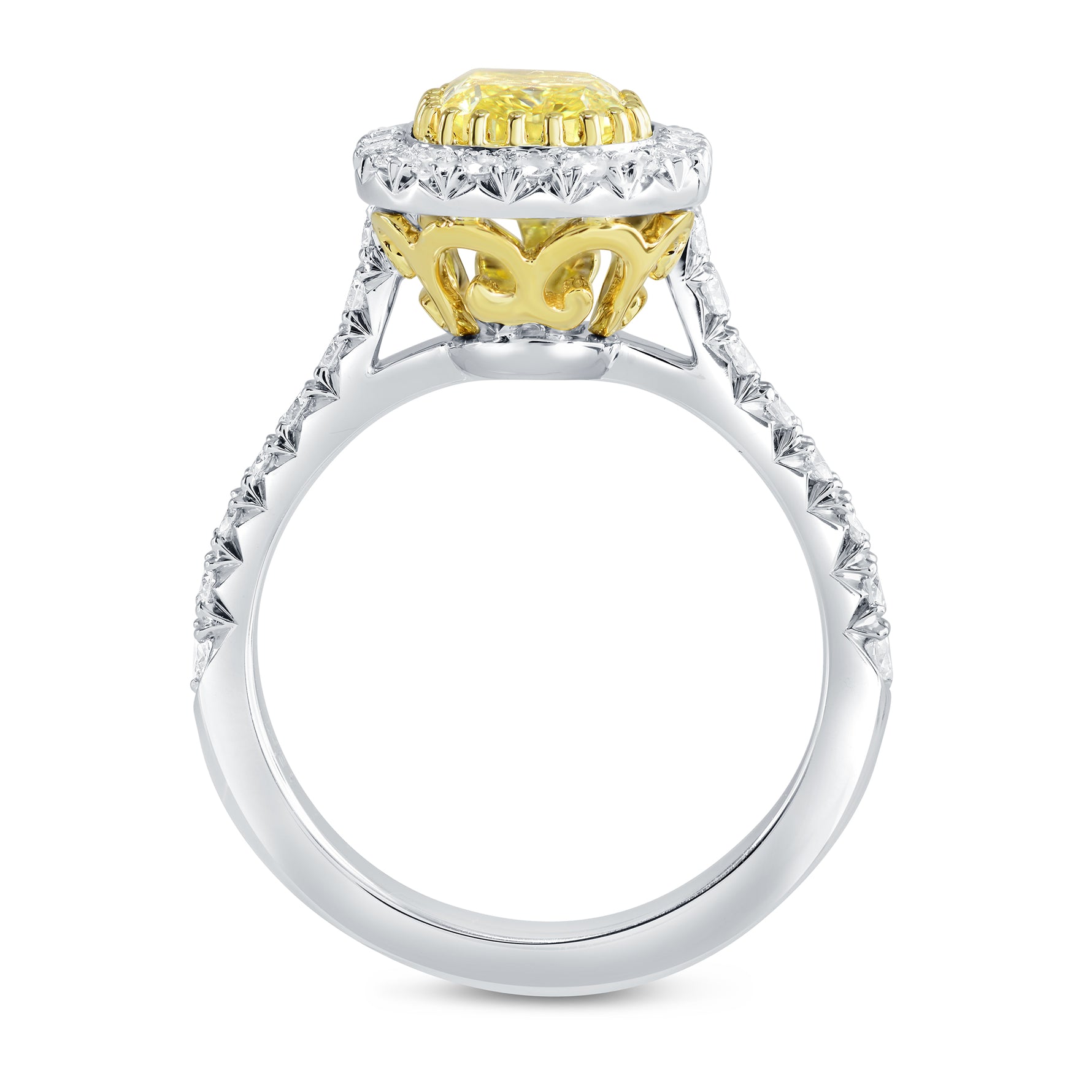 Fancy Intense Yellow Cushion Diamond Halo Ring
