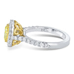 Fancy Intense Yellow Cushion Diamond Halo Ring