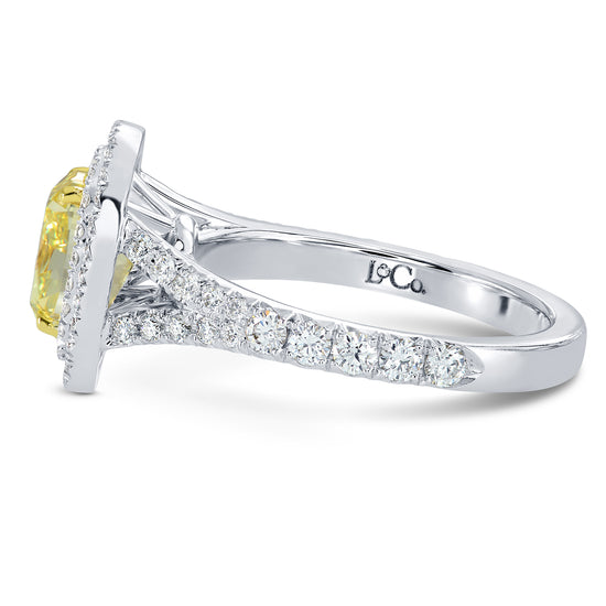 Fancy Intense Yellow Diamond Halo Ring