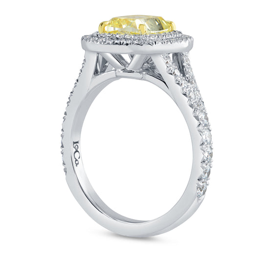 Fancy Intense Yellow Diamond Halo Ring
