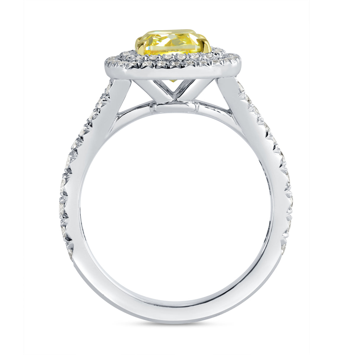Fancy Intense Yellow Diamond Halo Ring