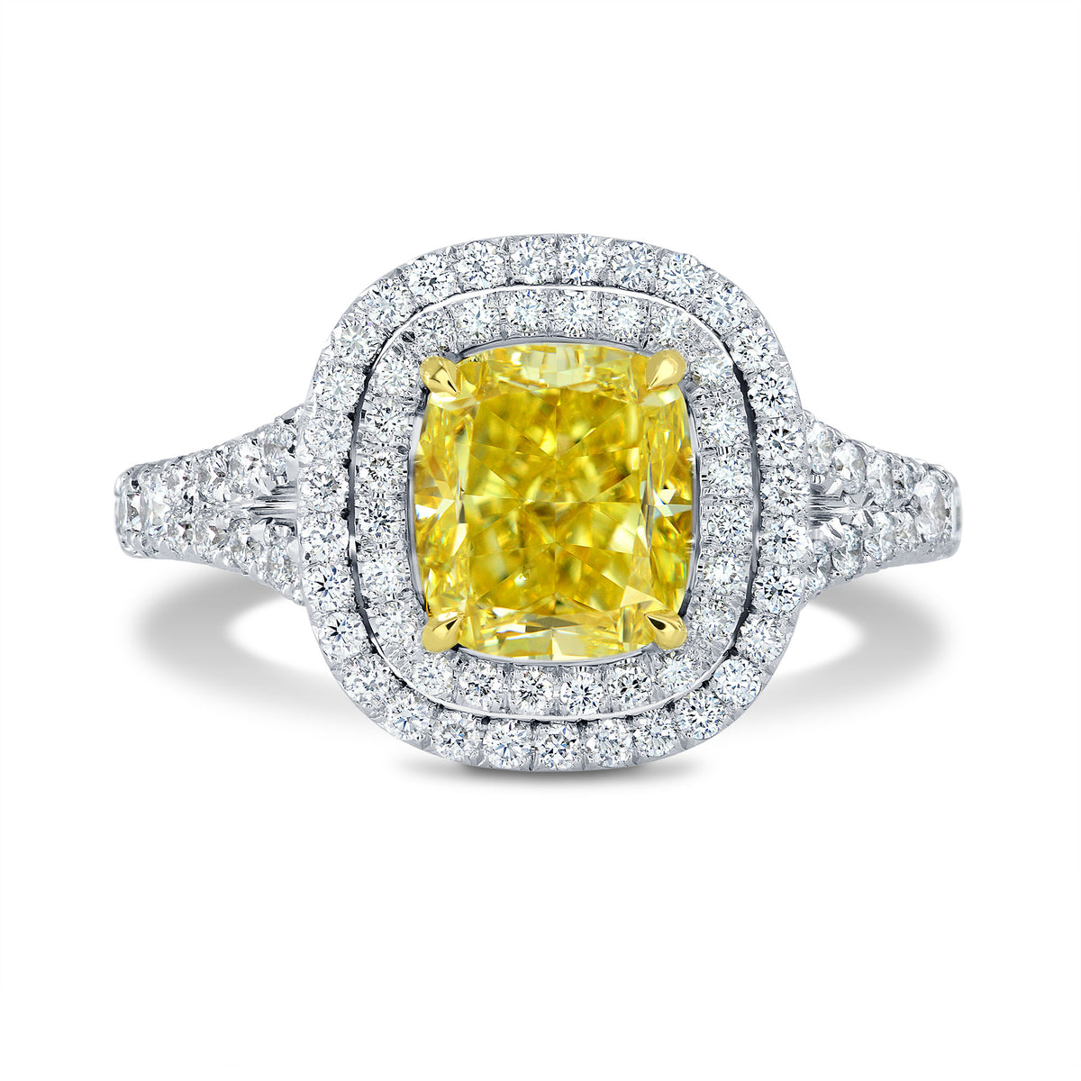 Fancy Intense Yellow Diamond Halo Ring
