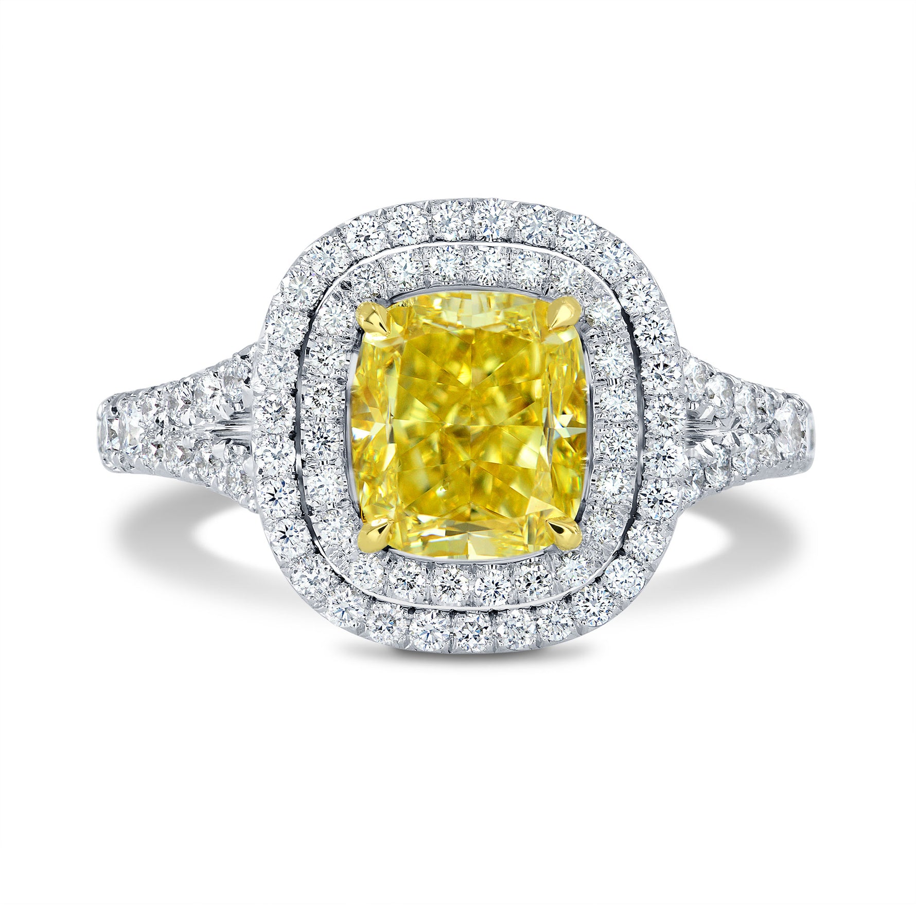 Fancy Intense Yellow Diamond Halo Ring