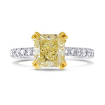  Fancy Intense Yellow Cushion Diamond Side stone Ring