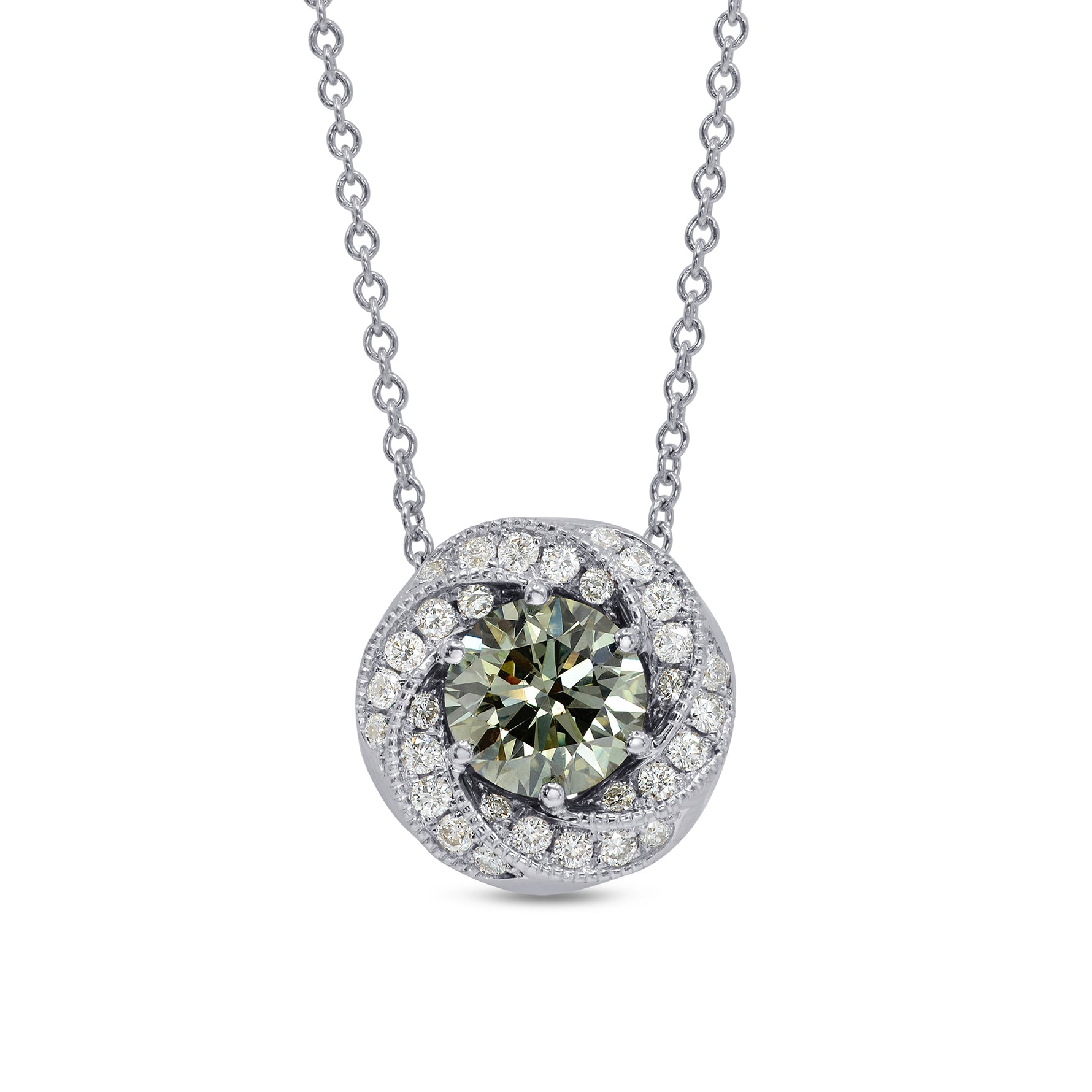 Chameleon Round Diamond Floral Weave Halo Pendant