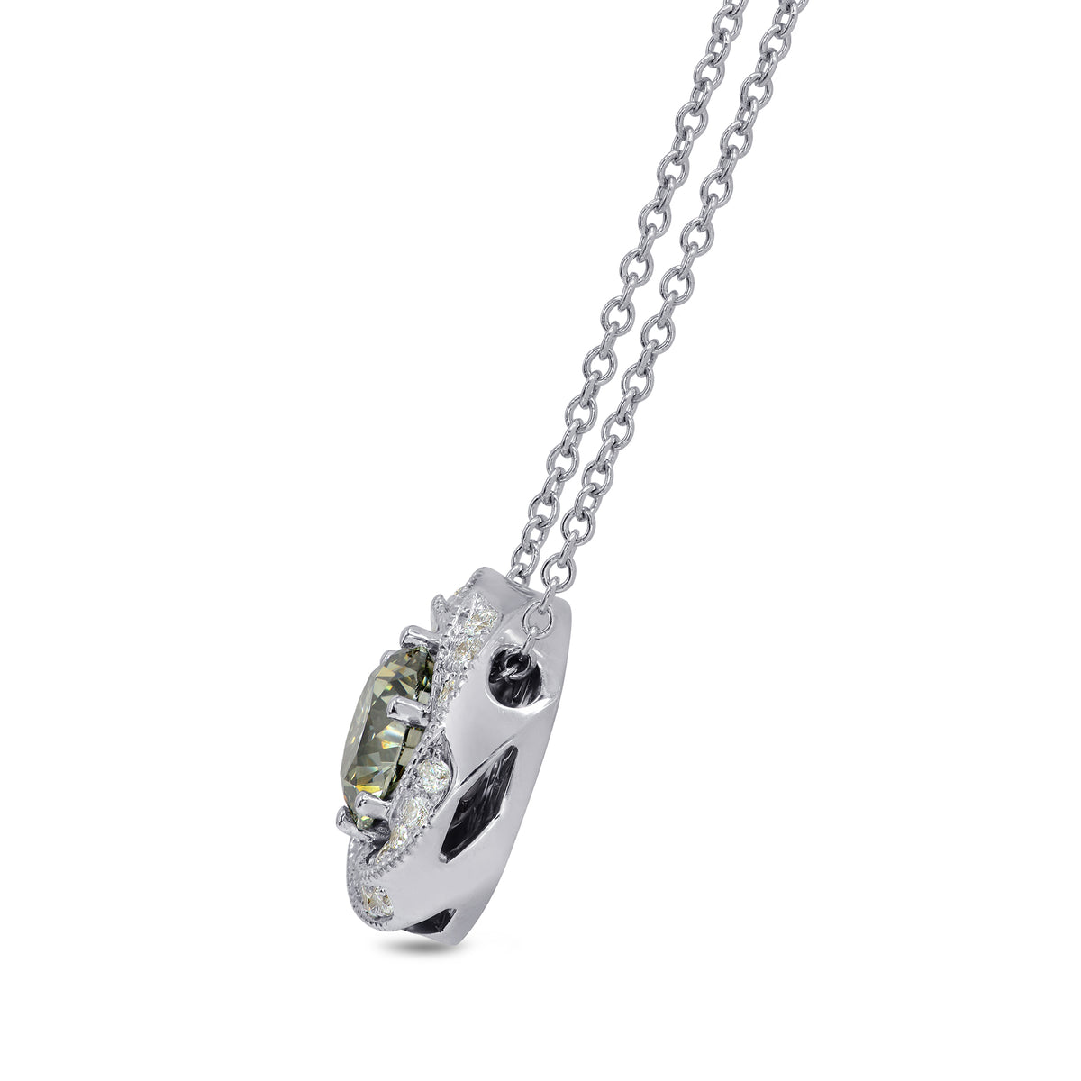 Chameleon Round Diamond Floral Weave Halo Pendant