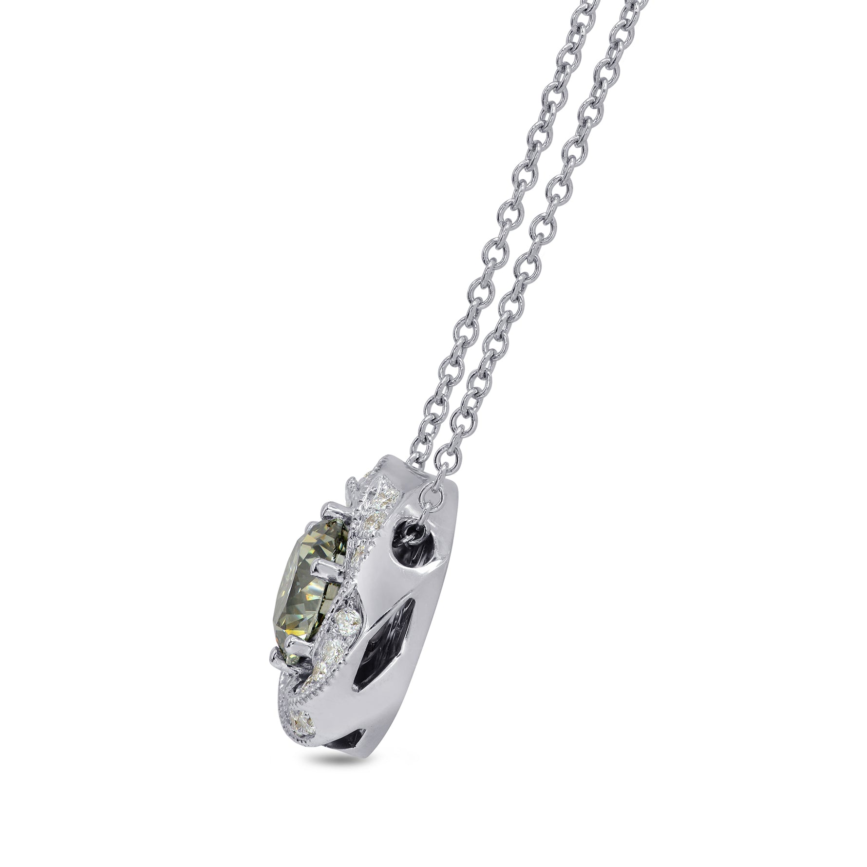 Chameleon Round Diamond Floral Weave Halo Pendant