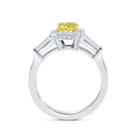 Fancy Vivid Yellow Diamond Halo and Side-stone Ring
