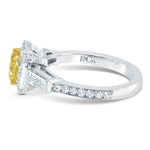 Fancy Vivid Yellow Diamond Halo and Side-stone Ring