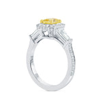 Fancy Vivid Yellow Diamond Halo and Side-stone Ring