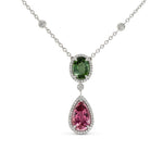 Green and Pink Tourmaline Diamond Pendant