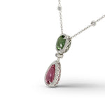 Green and Pink Tourmaline Diamond Pendant