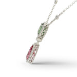 Green and Pink Tourmaline Diamond Pendant